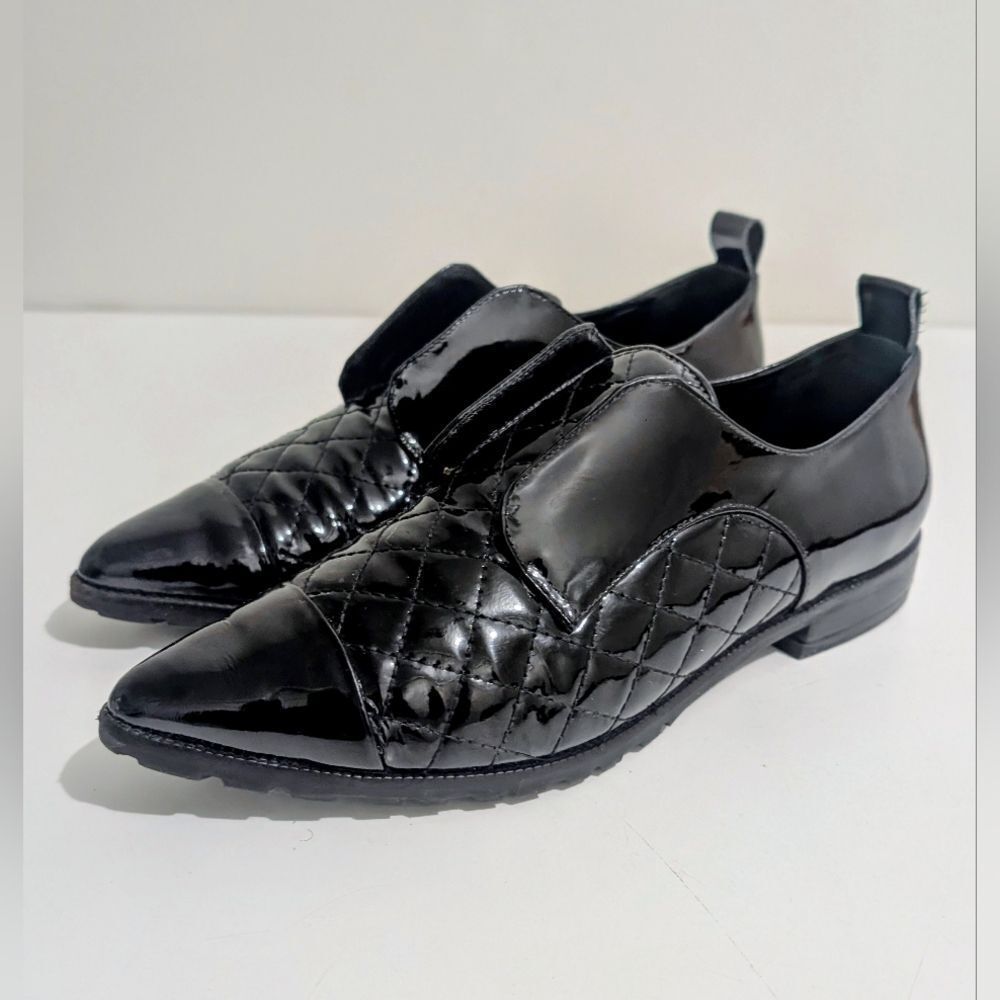 Alice + Olivia Gia black Patent Leather Black Oxford Loafers EU 37/7